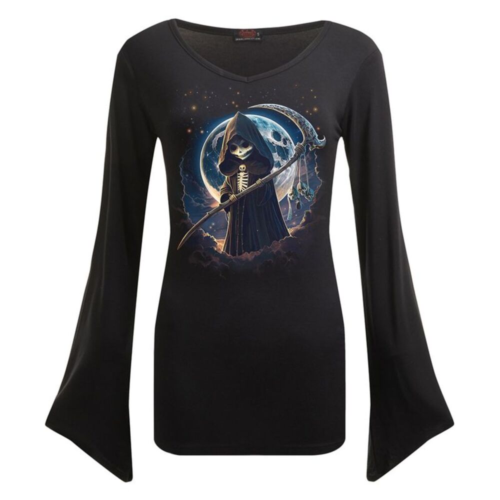 Spiral Womens/Ladies Reaperette Gothic Flared T-Shirt / Black
